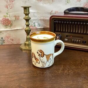 Biltons England Vintage Dog Lover Mug Candle White Brown Spaniel Country  Gift
